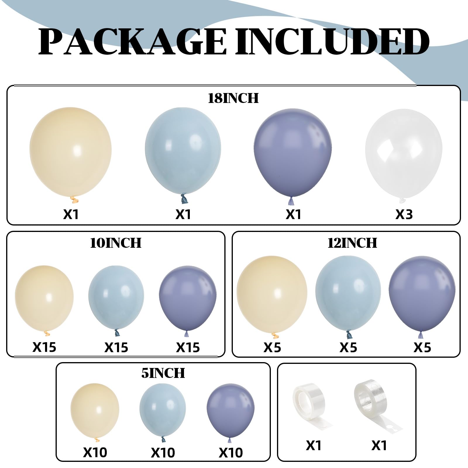 TAOYE Dusty Baby Blue & Beige Balloon Arch Kit – 98 Pcs Balloon Garland for Baby Shower, Birthday Party Decorations