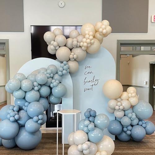 TAOYE Dusty Baby Blue & Beige Balloon Arch Kit – 98 Pcs Balloon Garland for Baby Shower, Birthday Party Decorations