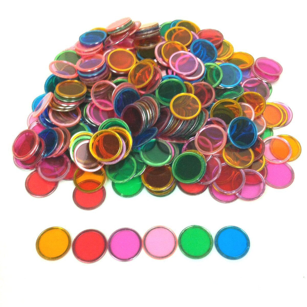 Tapp Collections 300-Pack Transparent Bingo Chips – Assorted Colors, 3/4 inch, Magnetic, Non-Toxic
