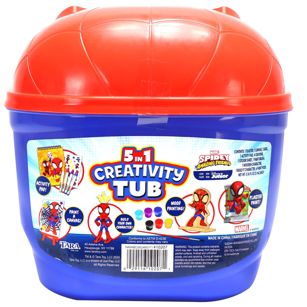Tara Toys Spidey 5-in-1 Creativity Tub – Multi-Activity Craft Kit for Kids Ages 3+