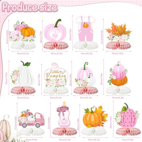 Tarklanda 12-Piece Pink Pumpkin Honeycomb Centerpieces - Baby Shower Fall Table Decorations