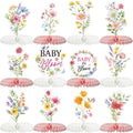Tarklanda Baby in Bloom Baby Shower Honeycomb Centerpieces 12 Pieces - Spring Floral Table Decor for Parties, Gender Reveal, Birthday