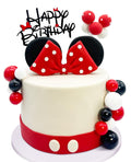 Tarocynn 20-Piece Mouse Birthday Cake Topper Set with Bows, Ears, and Decor Balls – Red Polymer Clay & Foam Decoration