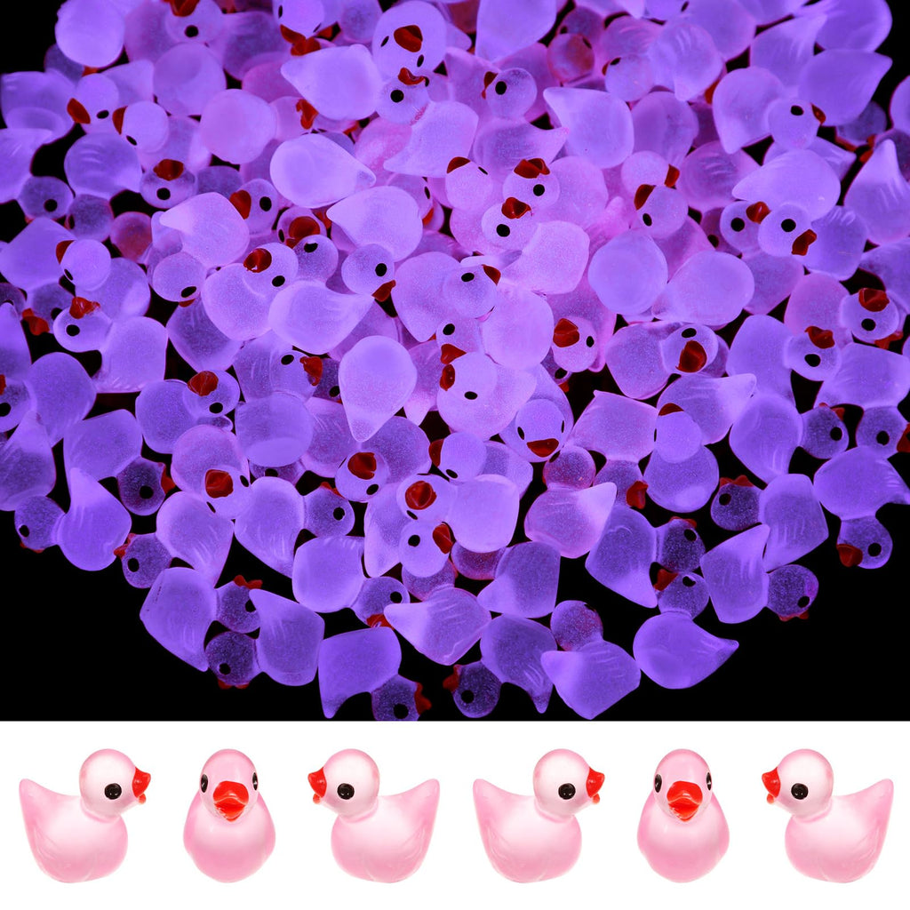 Tarpop 150-Pack Pink Mini Luminous Resin Ducks – Glow-in-the-Dark Garden & DIY Decor