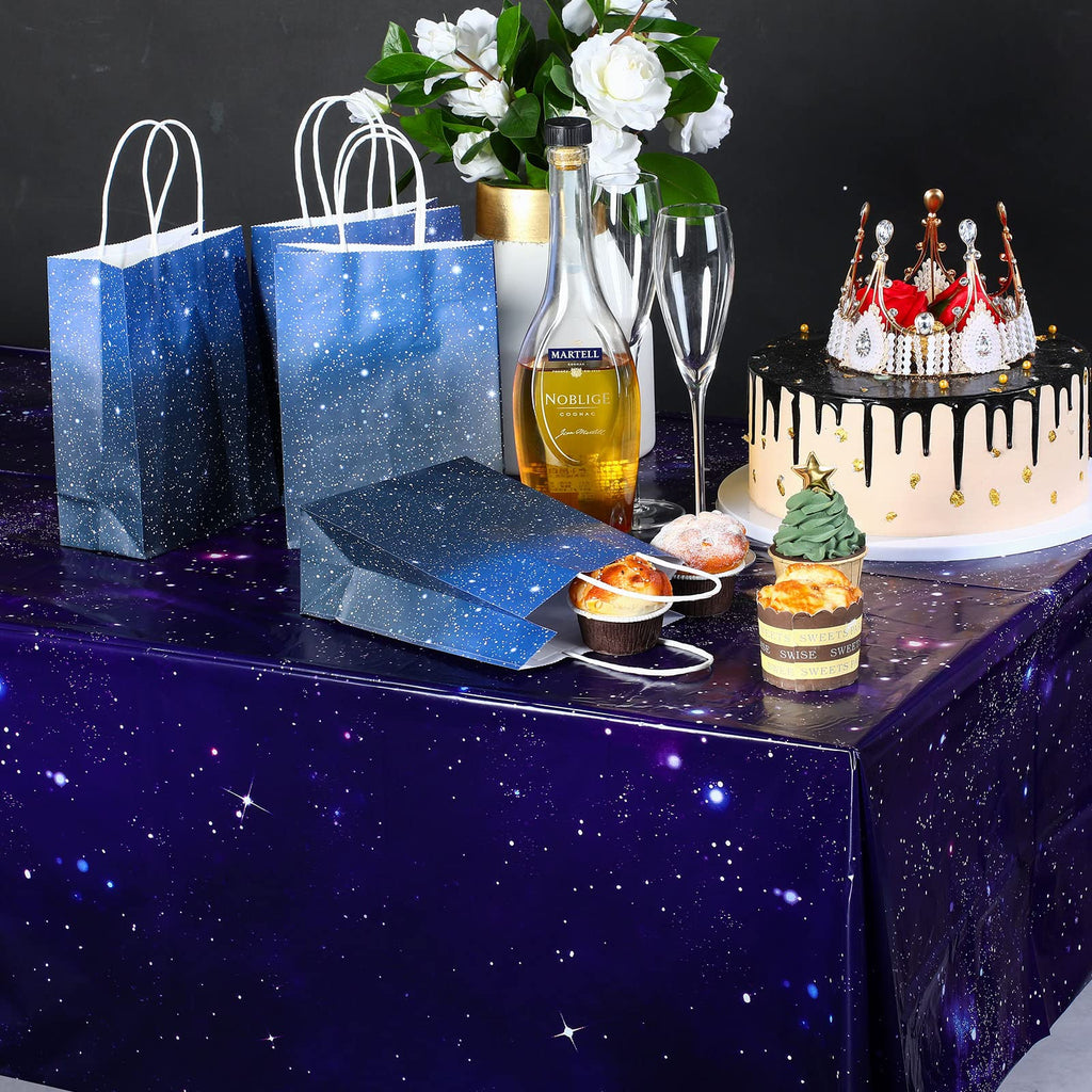 Tatuo 3 Pack Galaxy Plastic Table Cover – 54x108 Inch Space Themed Disposable Tablecloth for Birthday Parties & Events