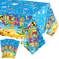 Tatuo 3-Pack Summer Beach Plastic Tablecloths - Tropical Hawaiian Luau Party Decor, 54x108 Inches, Disposable