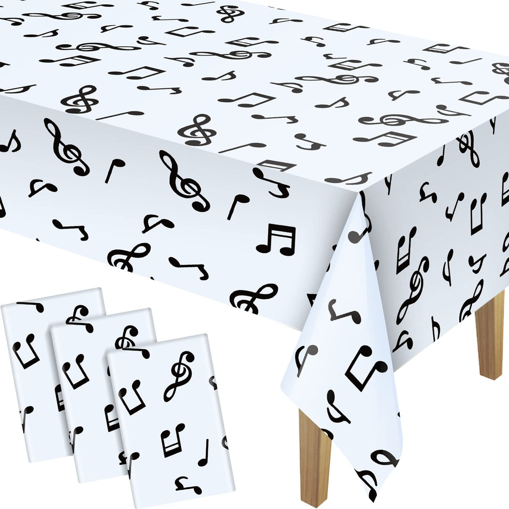 Tatuo Musical Notes Plastic Tablecloths for Party Decorations, 3 Pack, 108x54 Inch