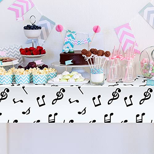 Tatuo Musical Notes Plastic Tablecloths for Party Decorations, 3 Pack, 108x54 Inch