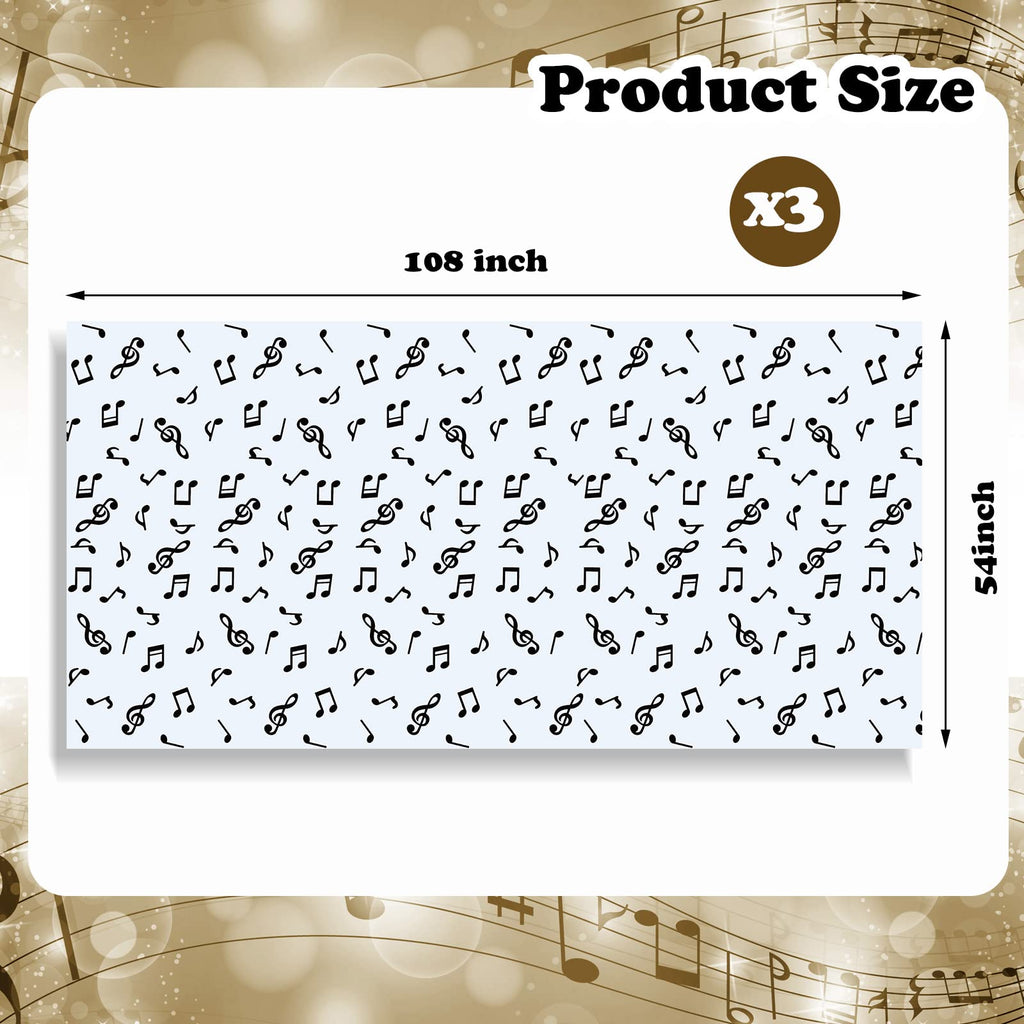 Tatuo Musical Notes Plastic Tablecloths for Party Decorations, 3 Pack, 108x54 Inch