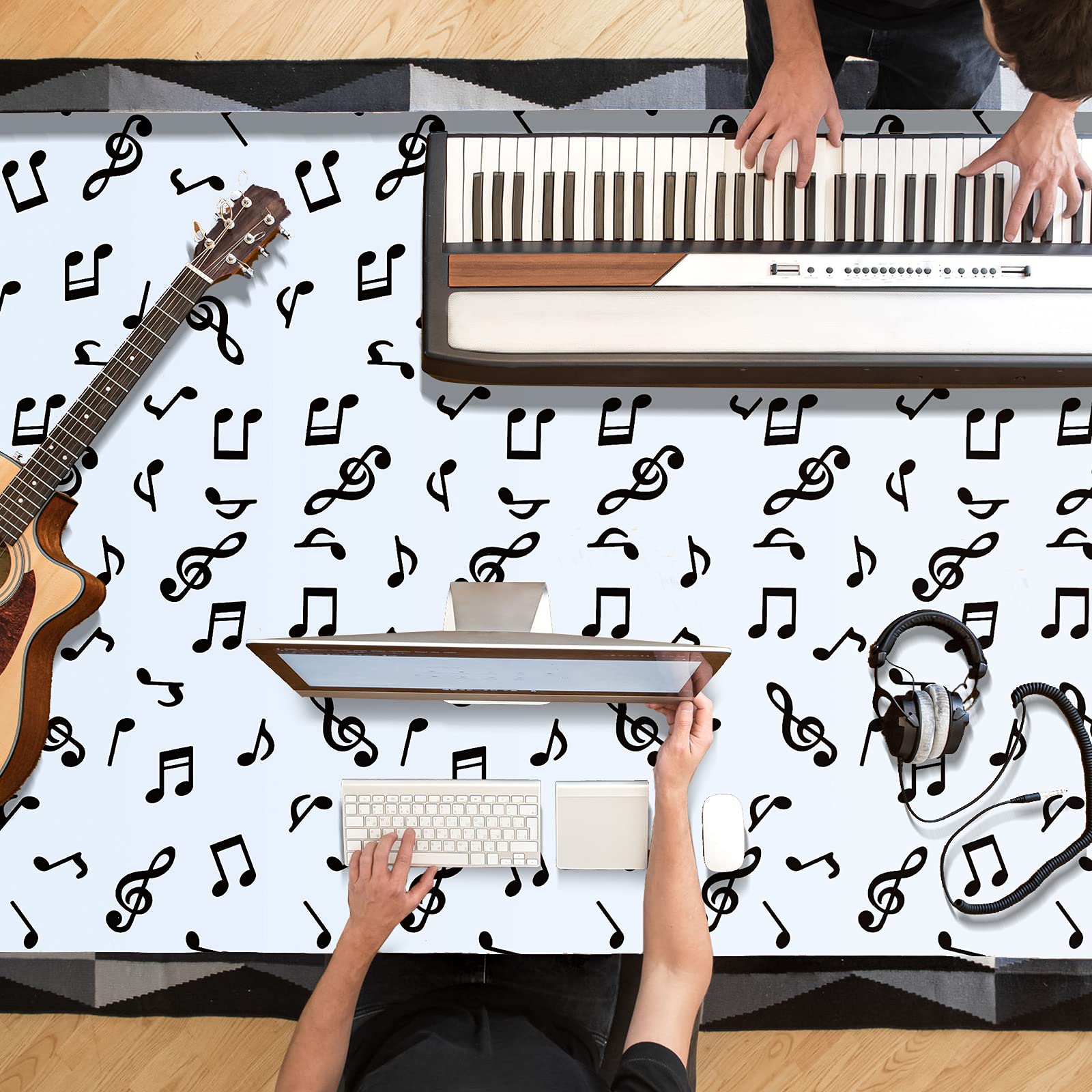 Tatuo Musical Notes Plastic Tablecloths for Party Decorations, 3 Pack, 108x54 Inch