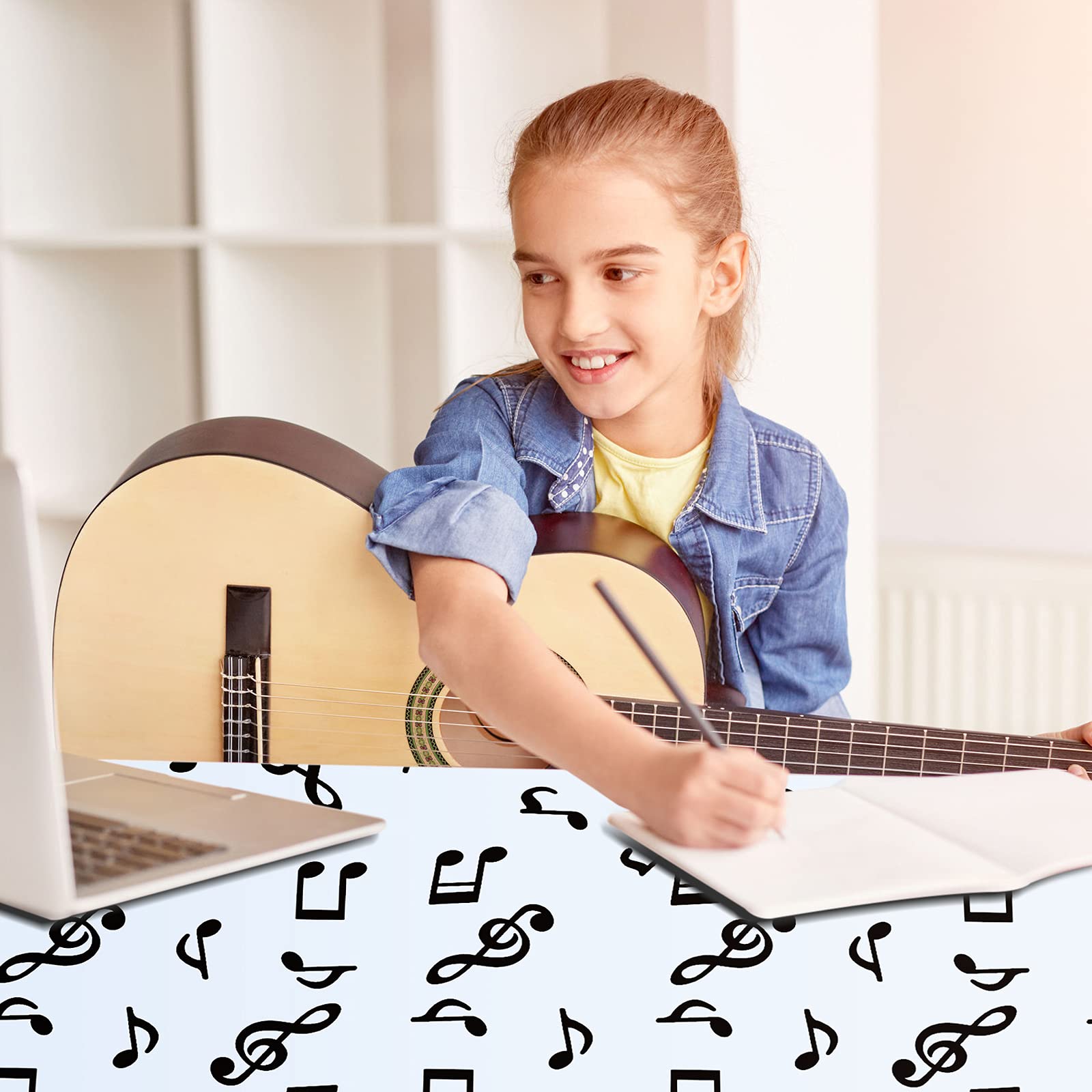 Tatuo Musical Notes Plastic Tablecloths for Party Decorations, 3 Pack, 108x54 Inch