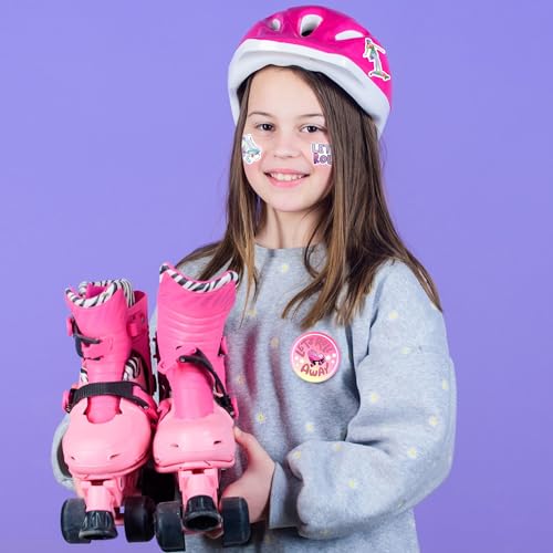 Tazimi 110-Piece Roller Skate Party Favor Set with Stickers, Keychains, Pins, Bracelets & Cards for Hip Hop Disco 80s 90s Themed Parties