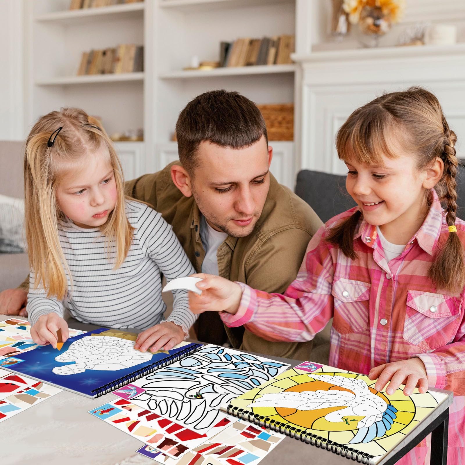 TBEEJ 2-Pack Bible Sticker Paint Books for Kids – 20 Christian Designs, Sticker by Number Activity for Ages 3+