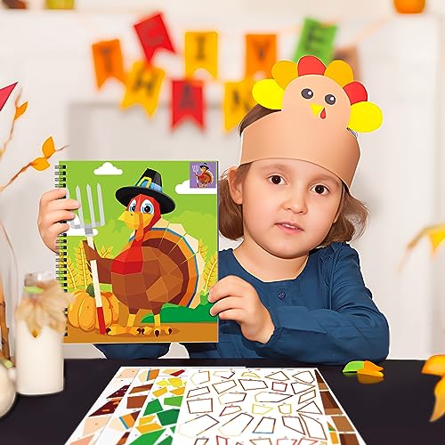 TBEEJ 2-Pack Thanksgiving Sticker Paint Books for Kids Ages 3-8 | 20 Picture Sheets + Separate Sticker Pages