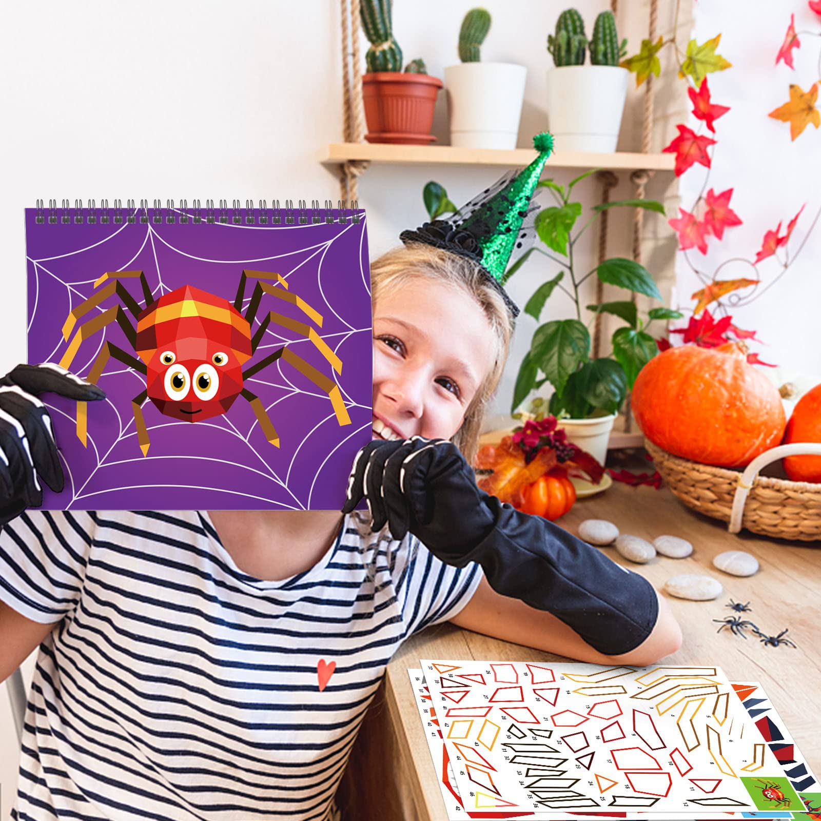 TBEEJ Halloween Sticker by Number Books - 2 Pack with 20 Sheets of Stickers for Kids Ages 3-8