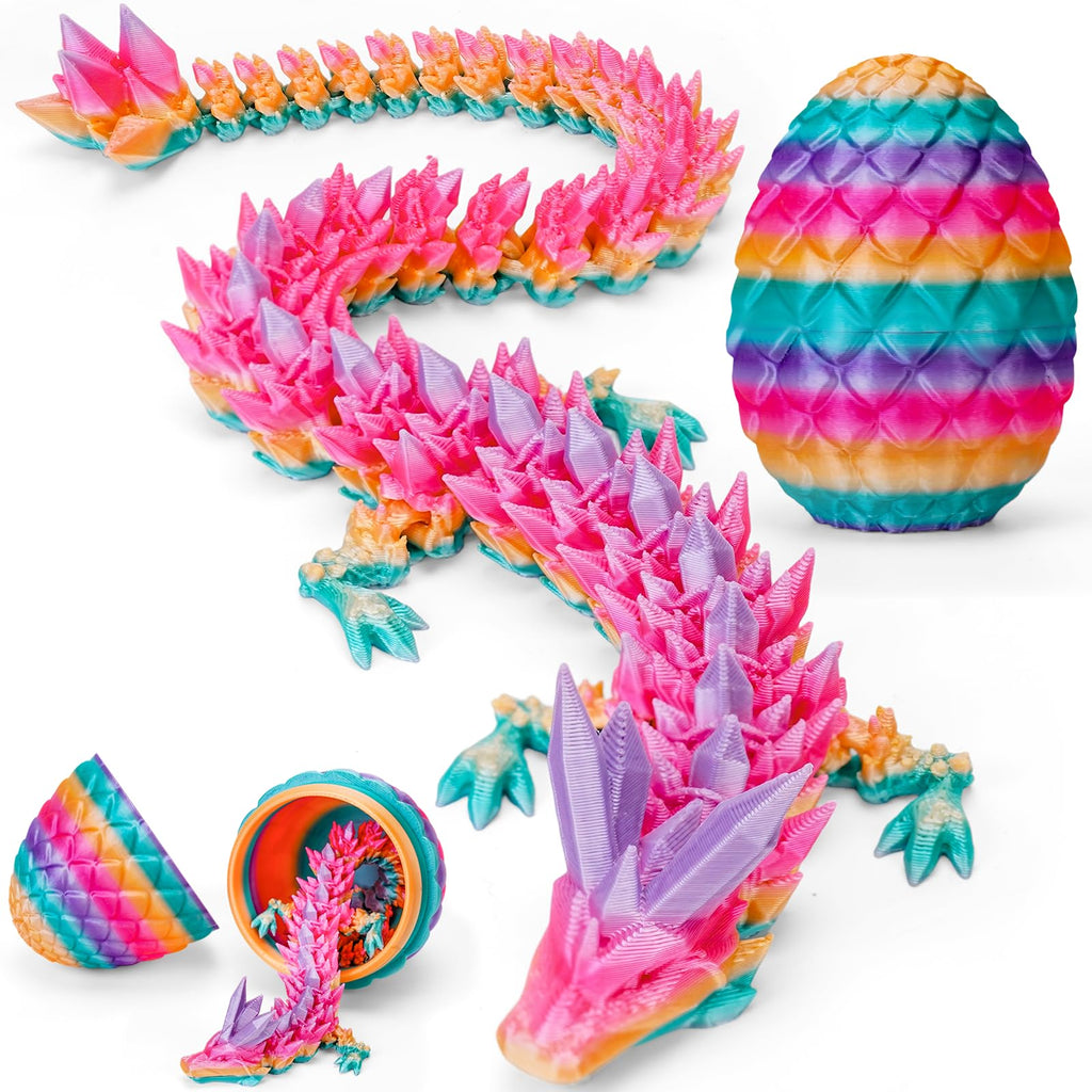 TBOLINE 12" 3D Printed Articulated Dragon Egg Toy - Official Cinderwing3D Design, Eco-Friendly PLA, Surprise Fidget Toy for Kids