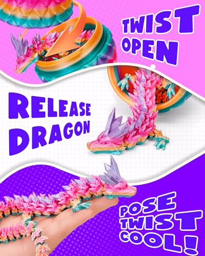 TBOLINE 12" 3D Printed Articulated Dragon Egg Toy - Official Cinderwing3D Design, Eco-Friendly PLA, Surprise Fidget Toy for Kids