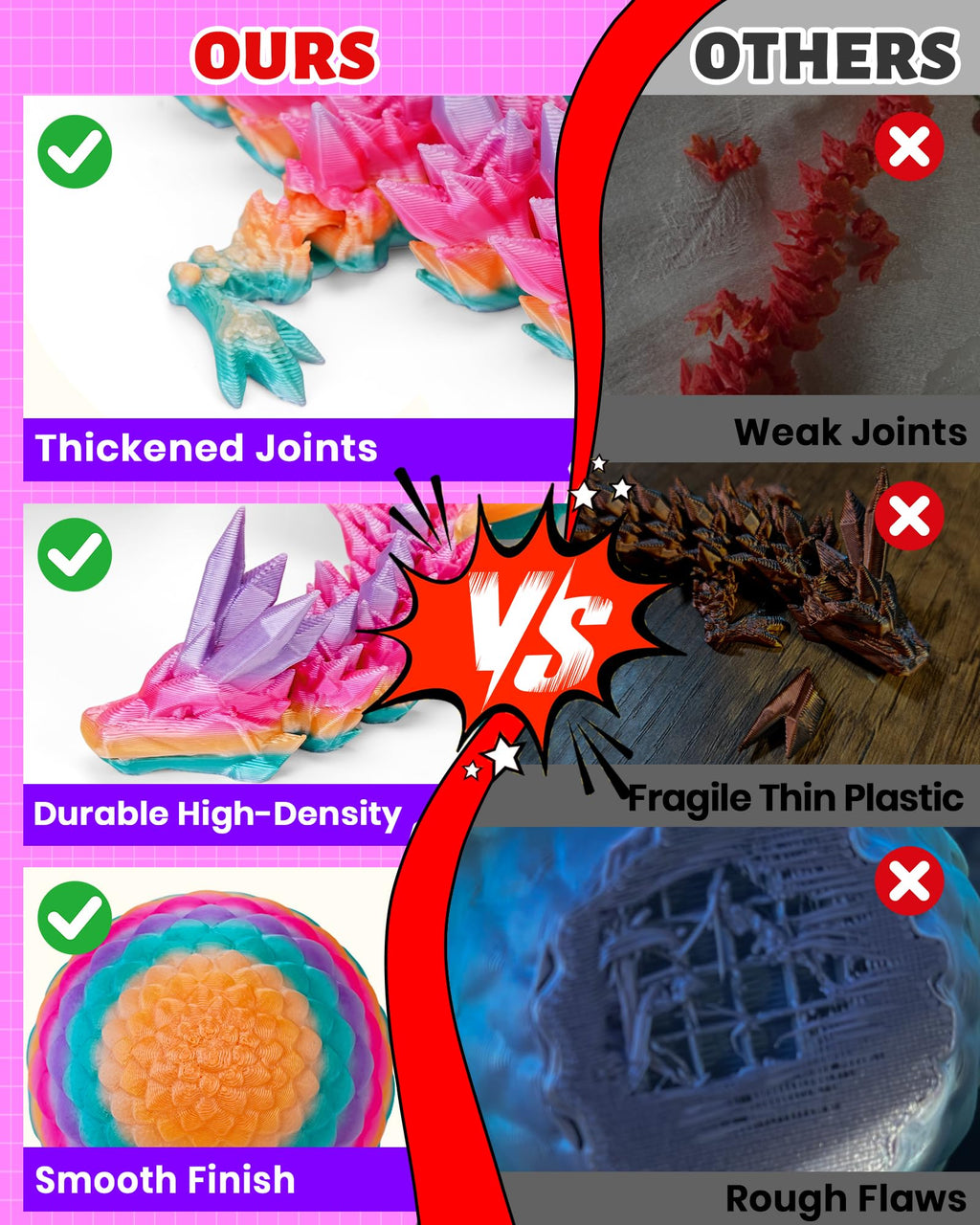 TBOLINE 12" 3D Printed Articulated Dragon Egg Toy - Official Cinderwing3D Design, Eco-Friendly PLA, Surprise Fidget Toy for Kids