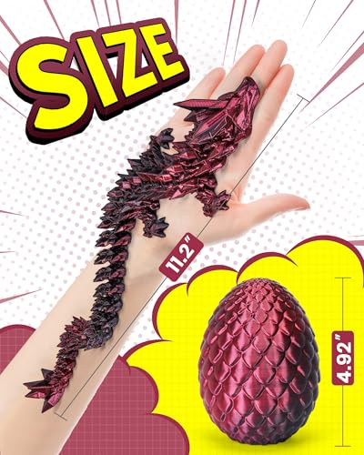 TBOLINE 12" 3D Printed Dragon Egg with Articulated Crystal Dragon Toy – Surprise Egg for Kids