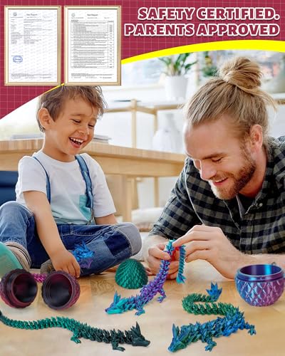 TBOLINE 12" 3D Printed Dragon Egg with Articulated Crystal Dragon Toy – Surprise Egg for Kids
