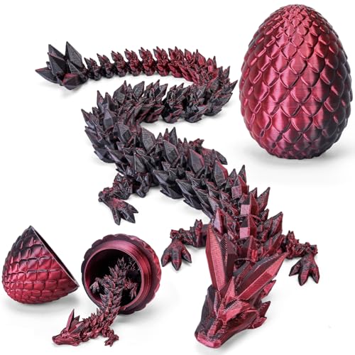 TBOLINE 12" 3D Printed Dragon Egg with Articulated Crystal Dragon Toy – Surprise Egg for Kids
