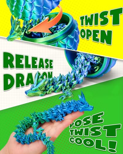 TBOLINE 12” Crystal Dragon Egg Toy – Articulated 3D Printed Surprise Dragon for Kids (Eco-Friendly PLA, Officially Licensed)