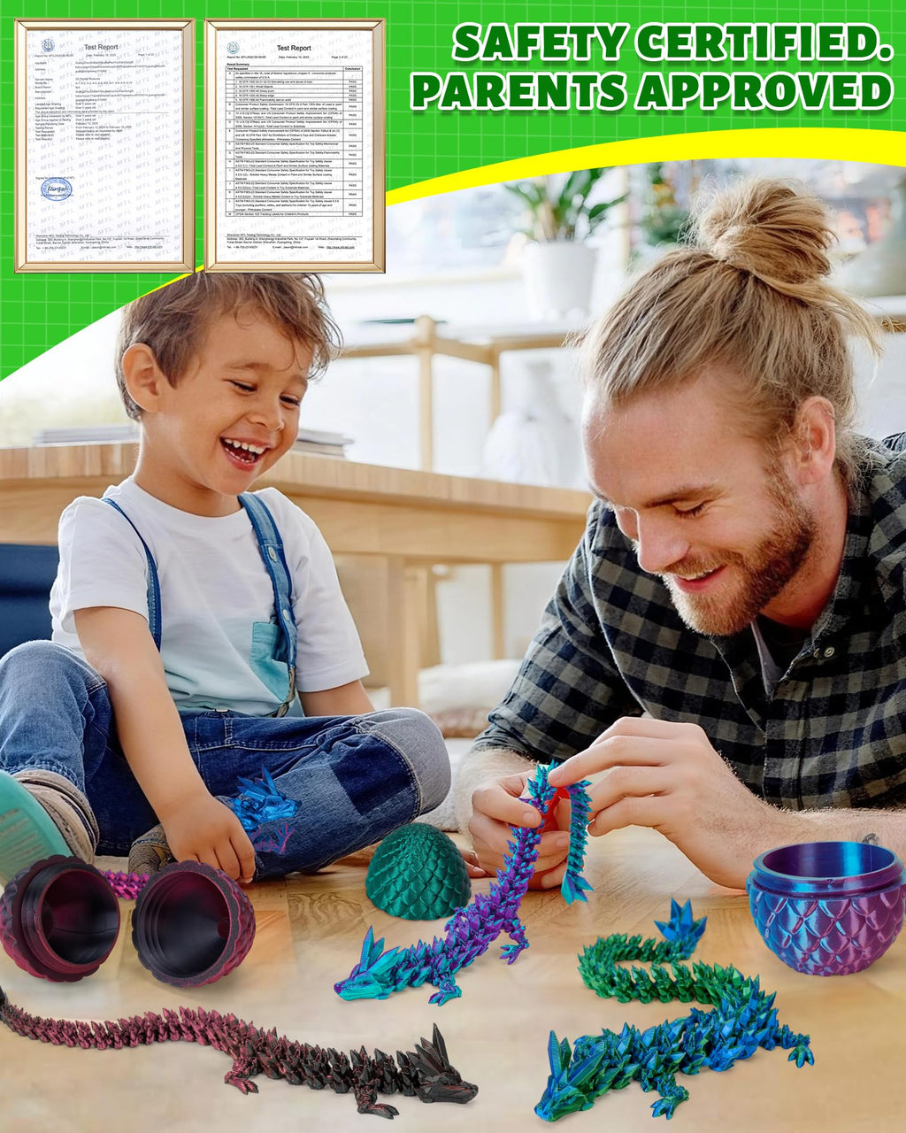 TBOLINE 12” Crystal Dragon Egg Toy – Articulated 3D Printed Surprise Dragon for Kids (Eco-Friendly PLA, Officially Licensed)