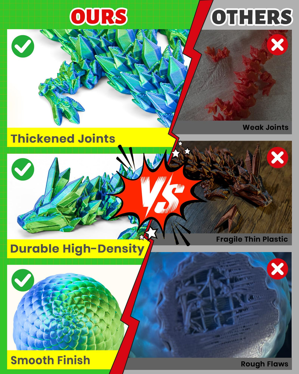 TBOLINE 12” Crystal Dragon Egg Toy – Articulated 3D Printed Surprise Dragon for Kids (Eco-Friendly PLA, Officially Licensed)
