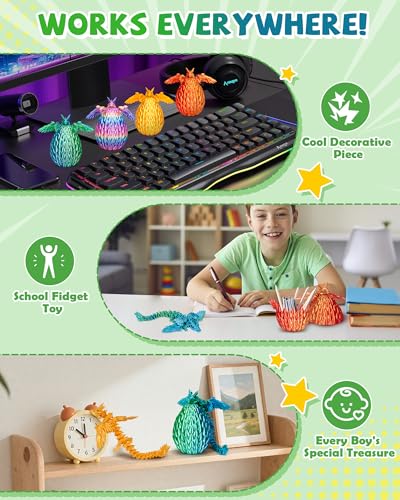 TBOLINE Flying Dragon Eggs Set – 4 3D Printed Dragons with Interchangeable Wings & Refillable Eggs