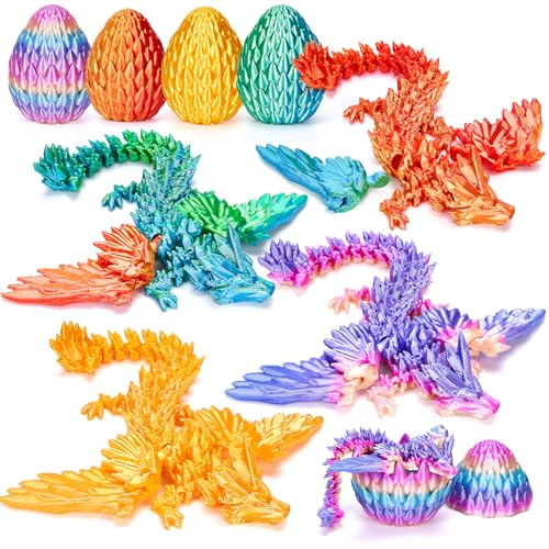 TBOLINE Flying Dragon Eggs Set – 4 3D Printed Dragons with Interchangeable Wings & Refillable Eggs
