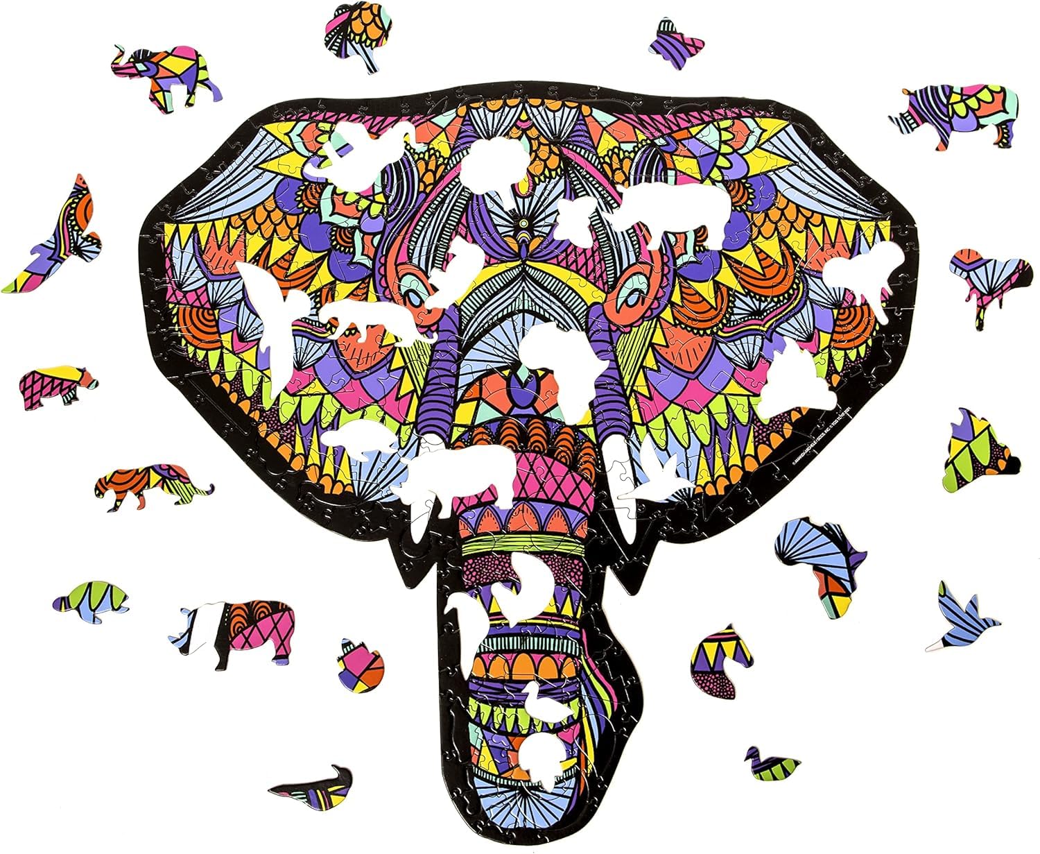 TCG Toys Hidden Shapes Elephant Jigsaw Puzzle - 300 Pieces with 75 Hand-Drawn Hidden Shapes