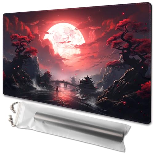 TCGMAT Blood Moon Secrets Playmat - 24x14in Non-Slip Gaming Mat with Free Storage Bag