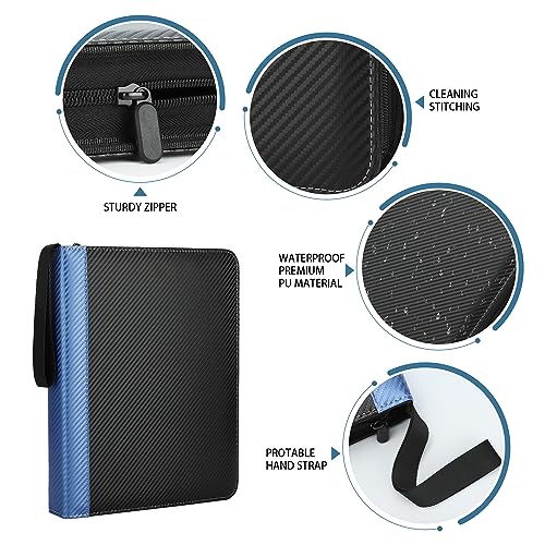 TCGUARD 900-Card 9-Pocket PU Leather Binder for Trading Cards, MTG, Yu-Gi-Oh – Blue