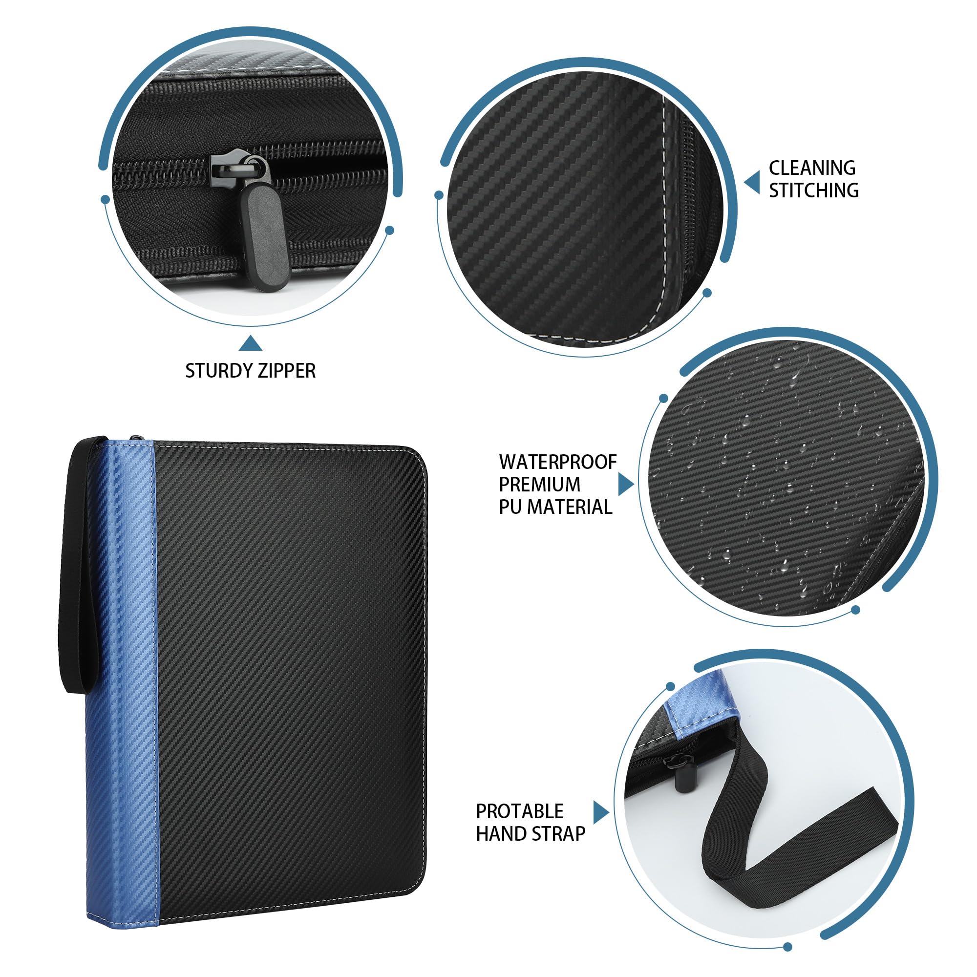 TCGUARD 900-Card 9-Pocket PU Leather Binder for Trading Cards, MTG, Yu-Gi-Oh – Blue