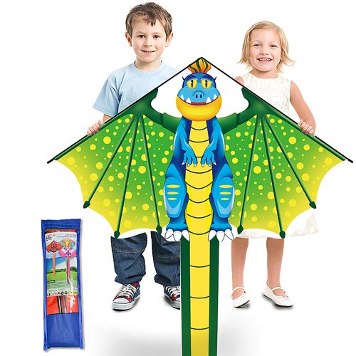 Tcvents Dinosaur Kite for Kids Ages 4-12, Easy to Fly with Handle & 328ft String