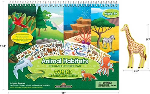 Teacher Created Resources Animal Habitats Reusable Sticker Pad - 120+ Stickers, 4 Scenes