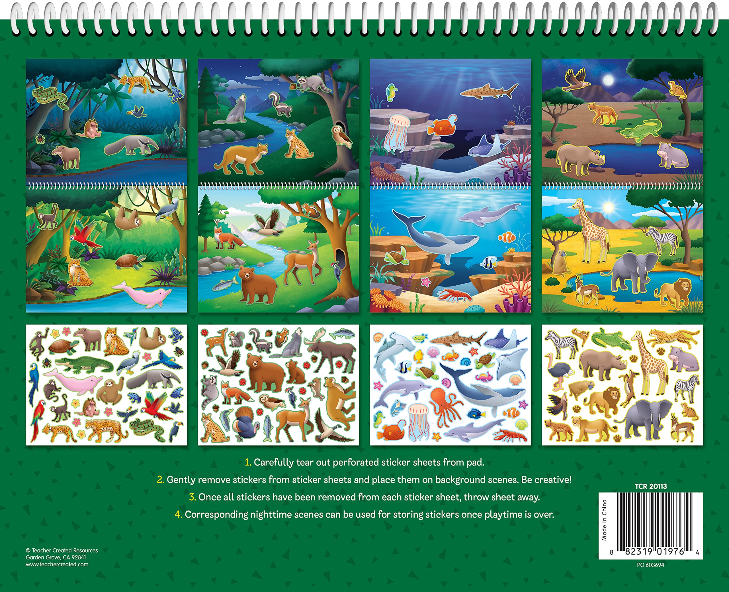 Teacher Created Resources Animal Habitats Reusable Sticker Pad - 120+ Stickers, 4 Scenes