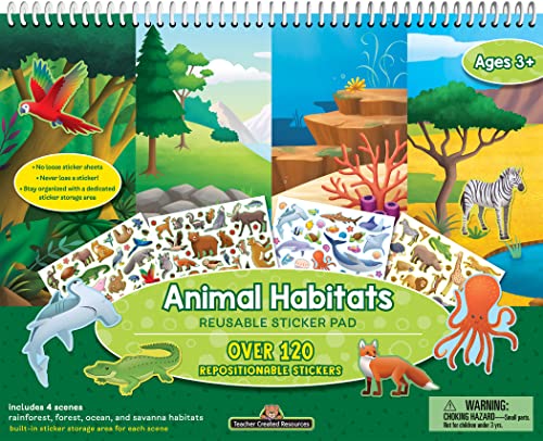 Teacher Created Resources Animal Habitats Reusable Sticker Pad - 120+ Stickers, 4 Scenes