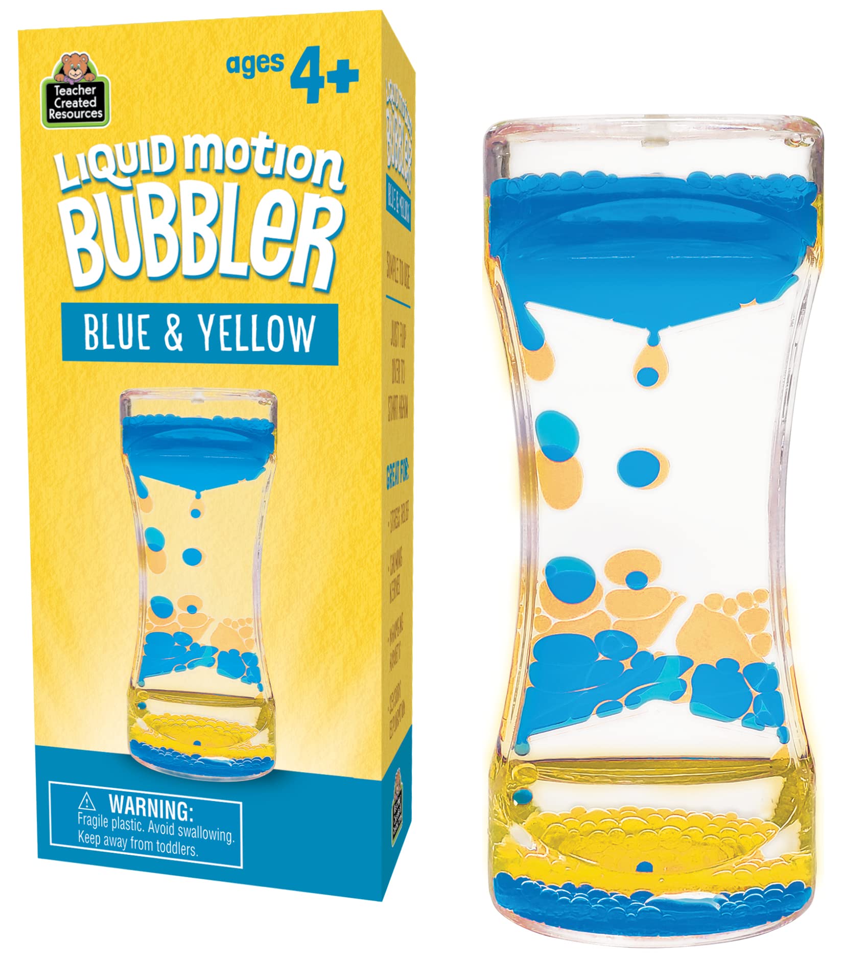 Teacher Created Resources Blue & Yellow Liquid Motion Bubbler - Calming Desk Toy for Mindfulness and Focus (TCR20965)