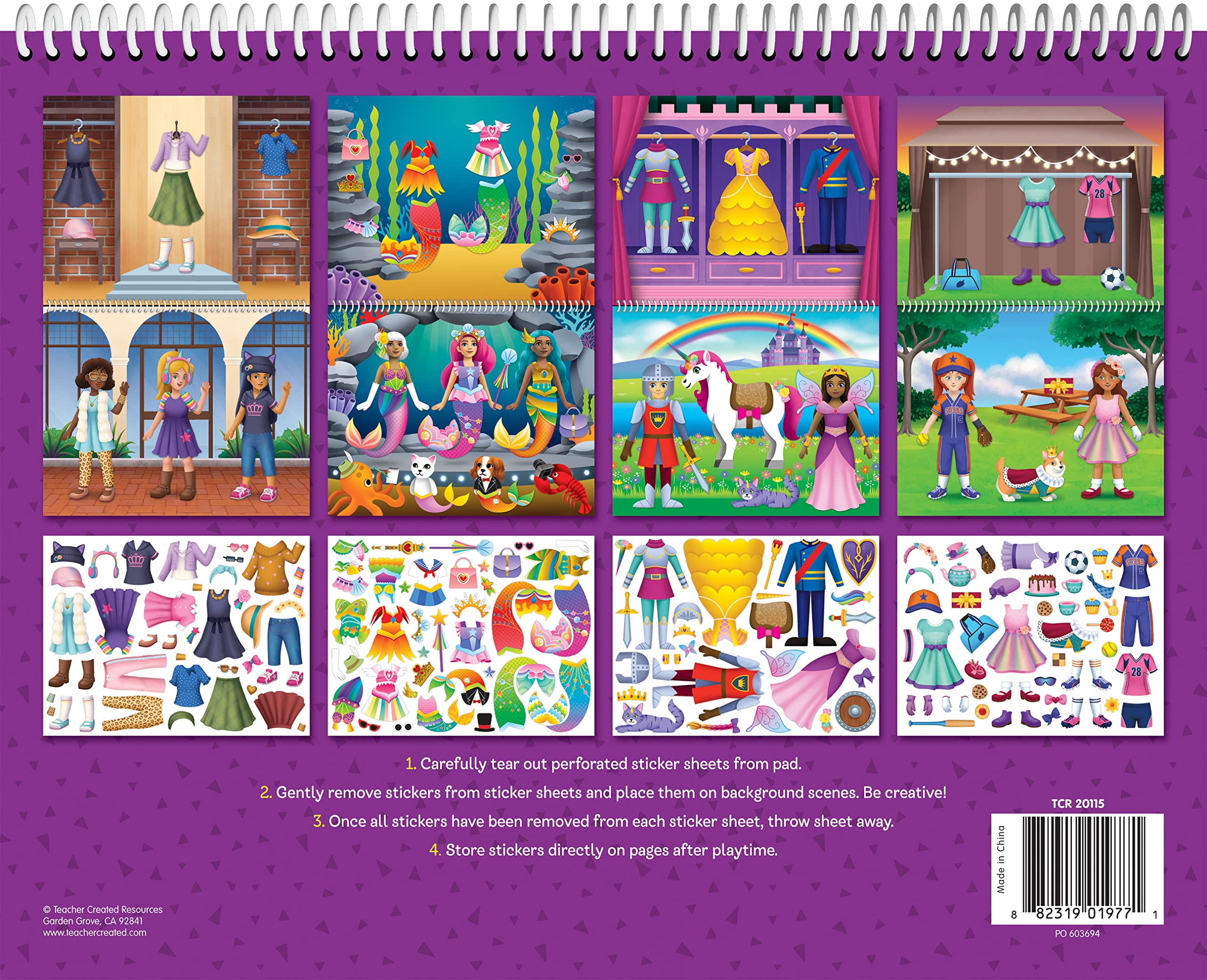 Teacher Created Resources Fashion Friends Dress-Up Reusable Sticker Pad - Over 150 Stickers for Kids Ages 3+
