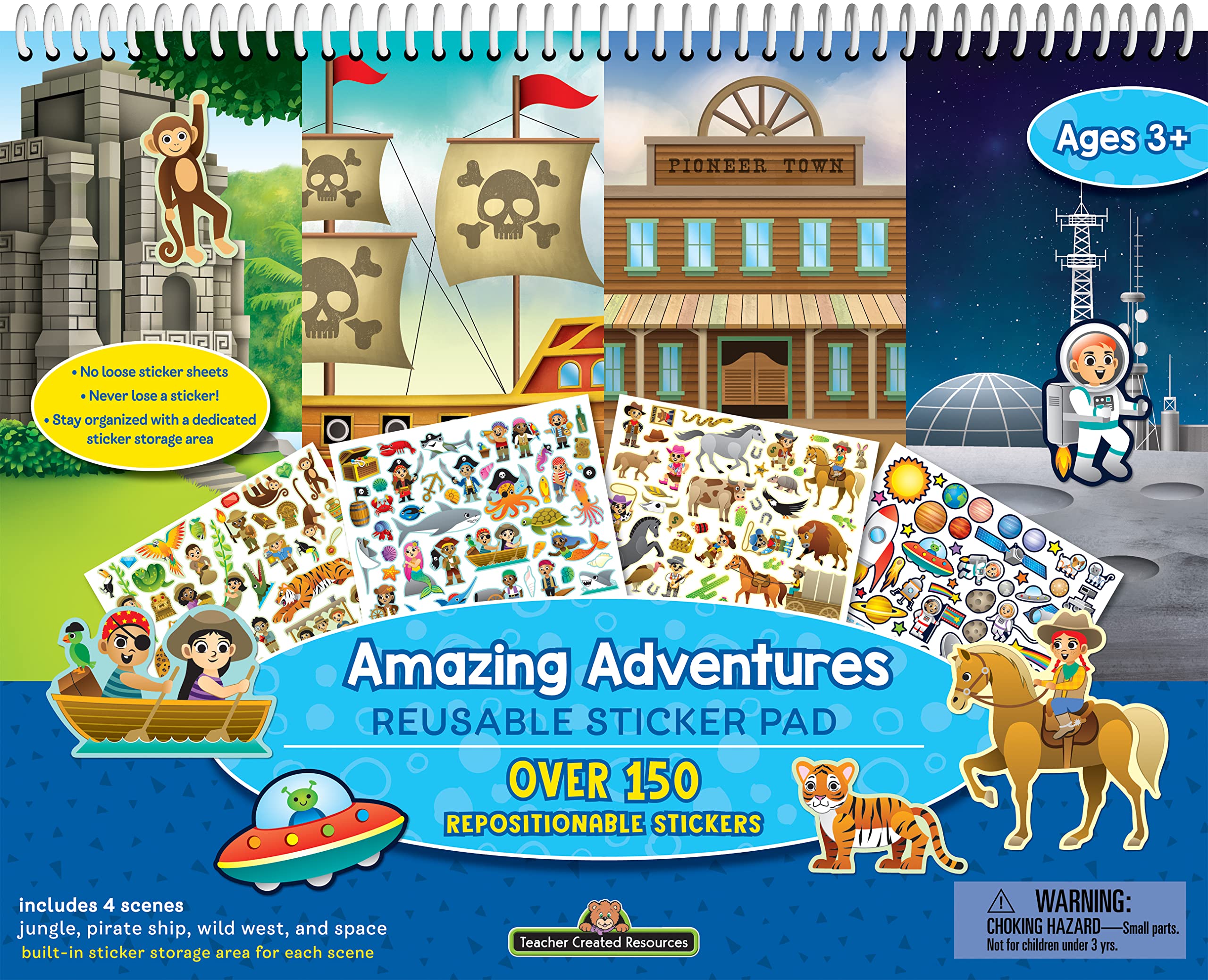 Teacher Created Resources Reusable Sticker Pad – Amazing Adventures, 150+ Stickers