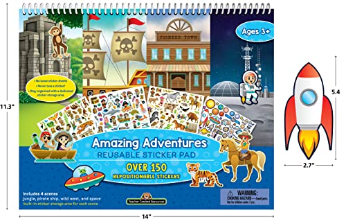 Teacher Created Resources Reusable Sticker Pad – Amazing Adventures, 150+ Stickers
