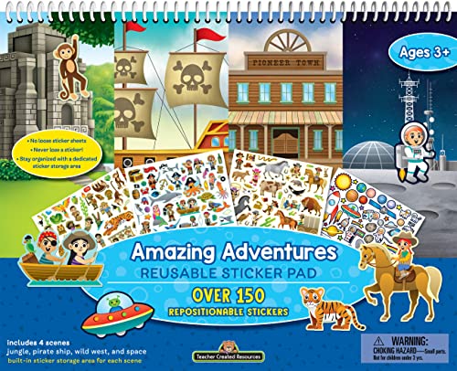 Teacher Created Resources Reusable Sticker Pad – Amazing Adventures, 150+ Stickers