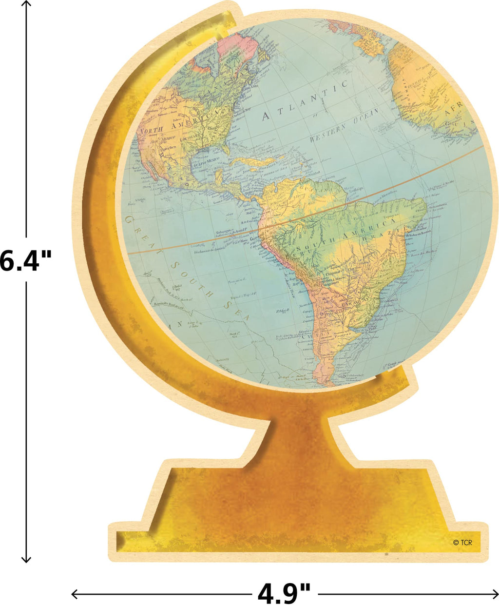 Teacher Created Resources Travel The Map Globe Accents - 30 Pack, 6 Inch Paper Cutouts, 5 Designs for Classroom Decor
