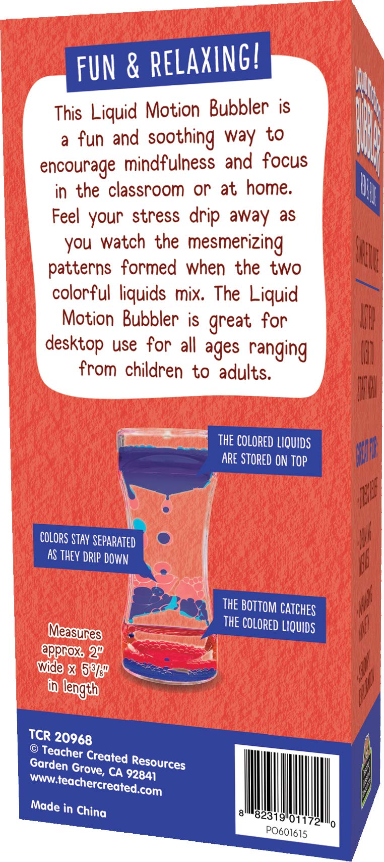 Teacher Red & Blue Liquid Motion Bubbler – Calming Desk Fidget Toy for Focus and Stress Relief