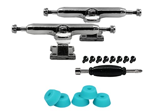 Teak Tuning Prodigy Gen2 Pro Fingerboard Trucks - 32mm Silver, Locknut Kingpin, Pro Duro Bushings