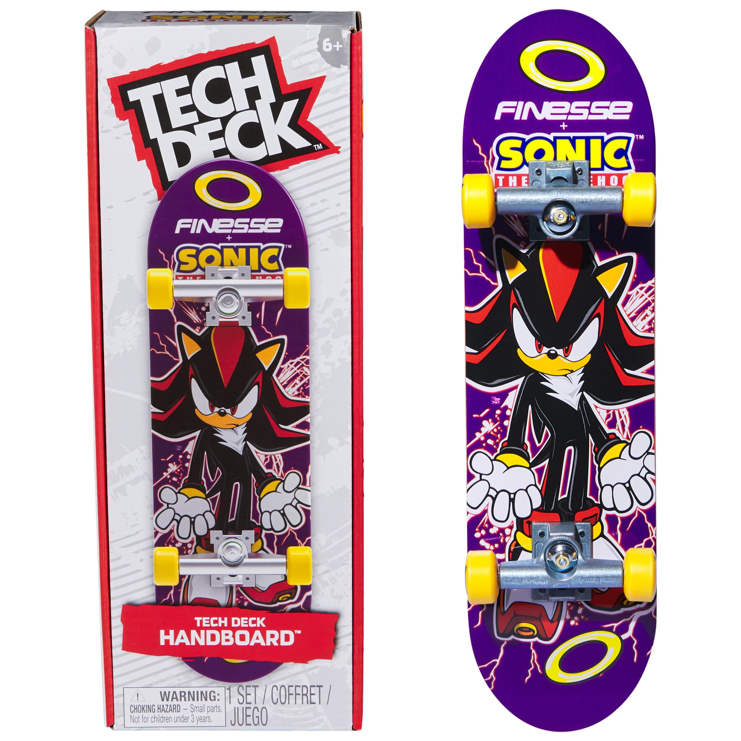 Tech Deck Finesse X Sonic The Hedgehog Handboard - Large Hand Skateboard for Tricks, Ages 6+