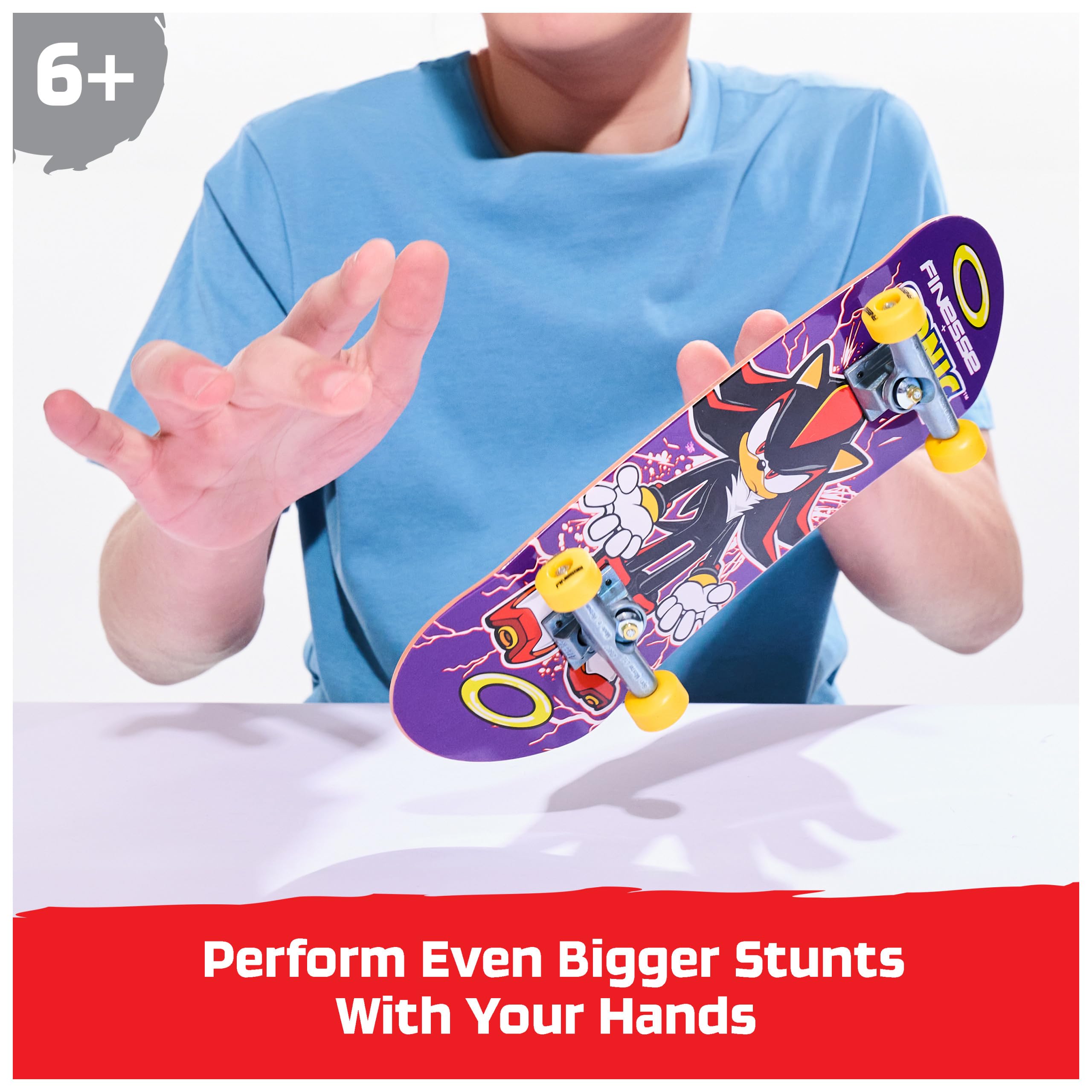 Tech Deck Finesse X Sonic The Hedgehog Handboard - Large Hand Skateboard for Tricks, Ages 6+
