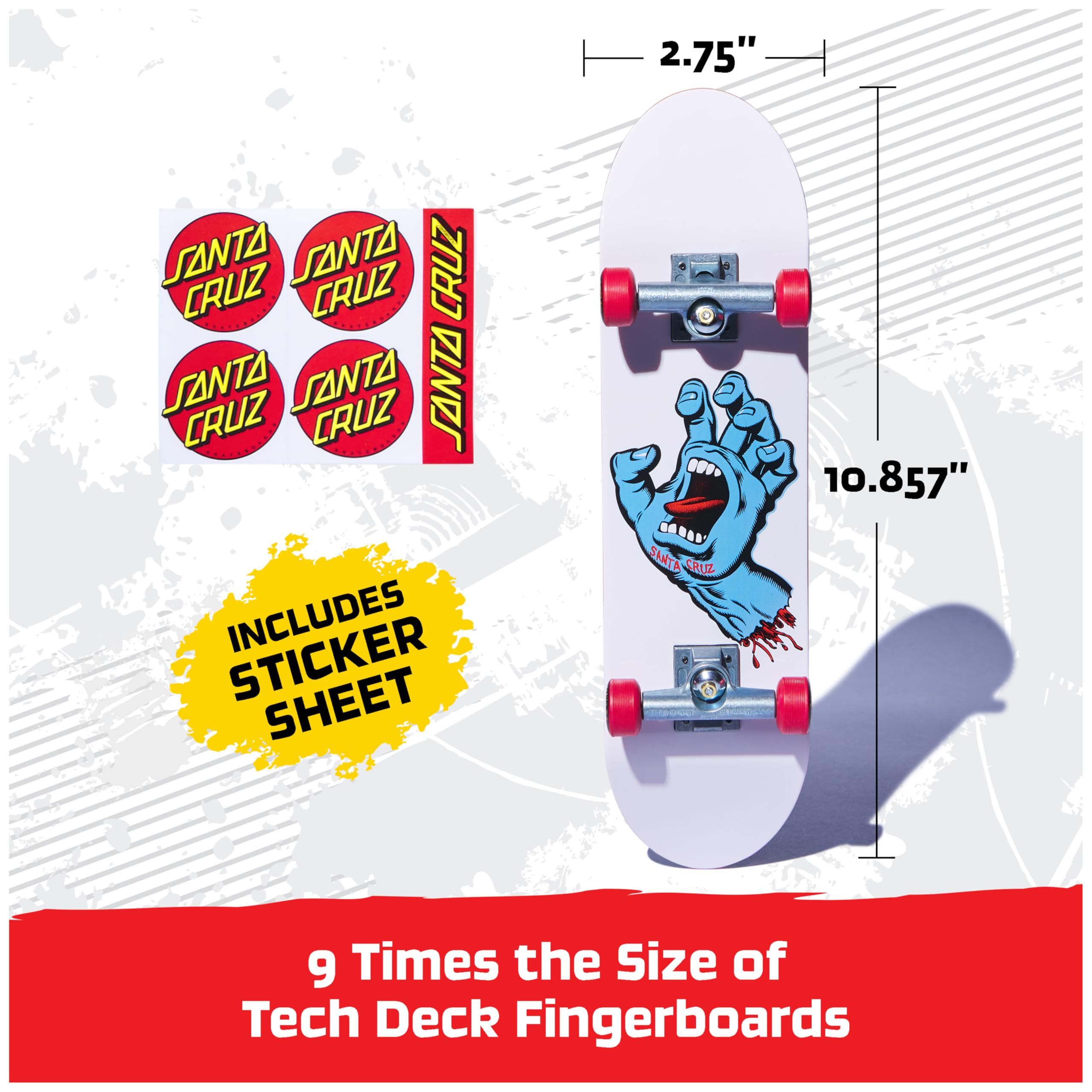 Tech Deck Santa Cruz Handboard – Oversized Mini Skateboard for Hand Tricks, Ages 6+