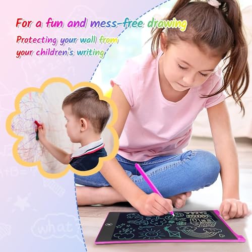 TECJOE 10 Inch LCD Writing Tablet 2 Pack, Colorful Doodle Board for Kids 3-8, Travel Learning Toy